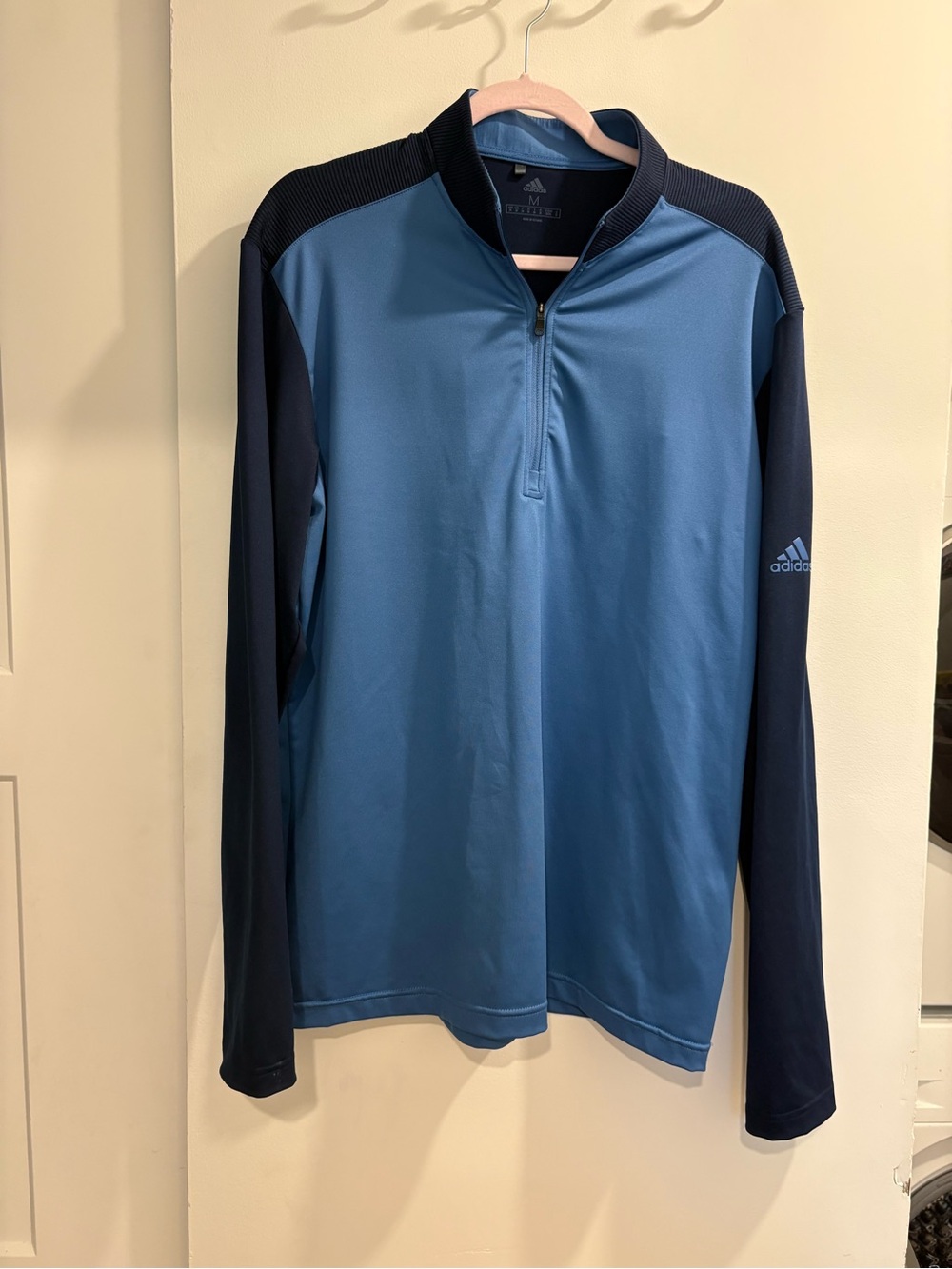 adidas Blue Two-Tone Quarter-Zip Performance Top